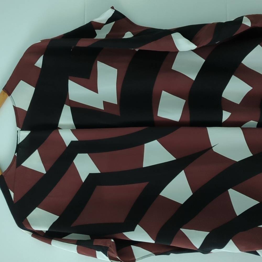 TRACY REESE Geometric Brown and Black SILK Dress - Picture 7 of 12